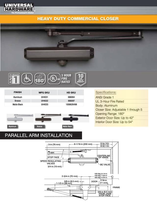 Literature for Heavy Duty Commercial Closer